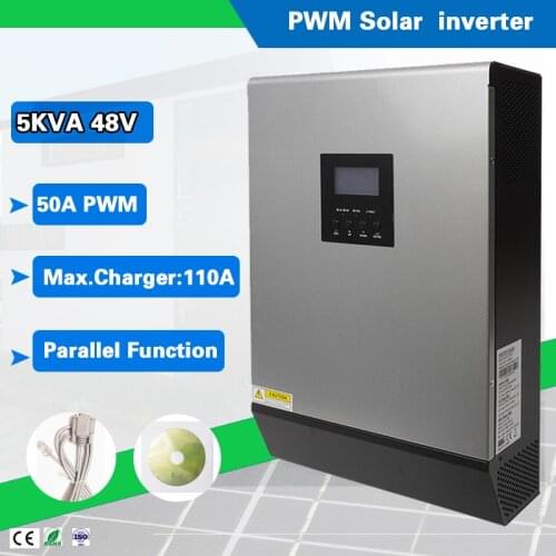 Off Grid Hybrid 5KV 48V Pure Sine Wave Solar Inverter PWM Charger Controller with Parallel Function Free Monitoring Software