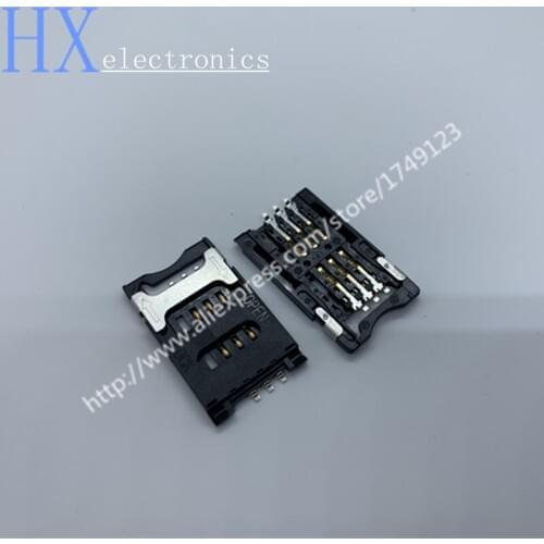 Free shipping 5PCS SIM card holder Metal buckle GSM socket 6P flip-type memory