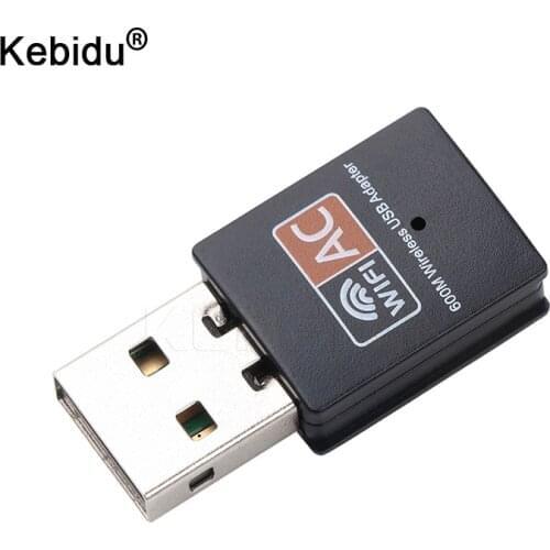 2.4GHz 5GHz 600Mbps Wireless Mini USB Dual Band Network Card USB2.0 WiFi Adapter Antenna 802.11b/n/g/ac for PC for Windows