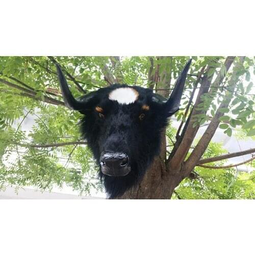 Big new simulation black cow head model polyethylene & furs cow head gift about 56x38x50cm 2539