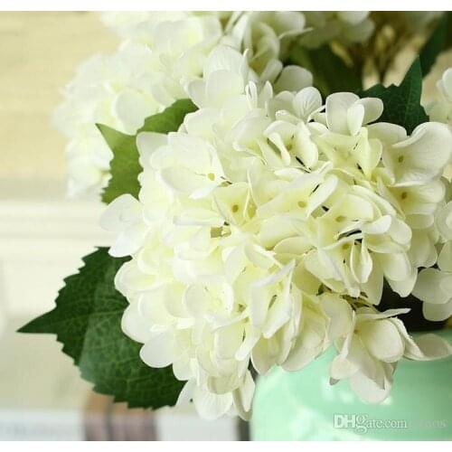 Free High Quality Real touch Hydrangea Big Flower 19cm/7.5" Silk White Hydrangea Bouquet for Wedding Centerpieces Home Party Dec