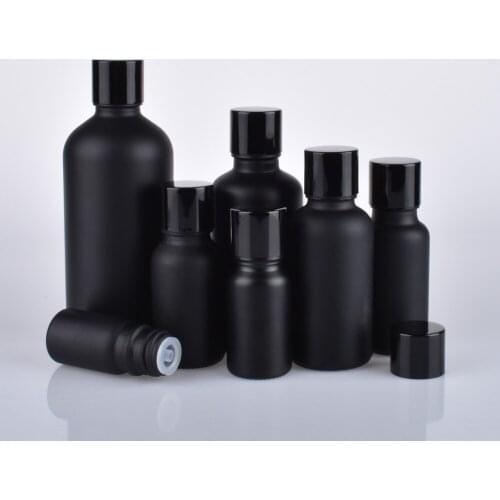 5/10ML Black essential oil bottle,glass sub-bottling,aluminum cap with inner stopper,empty bottle,portable cosmetic sub-bottling