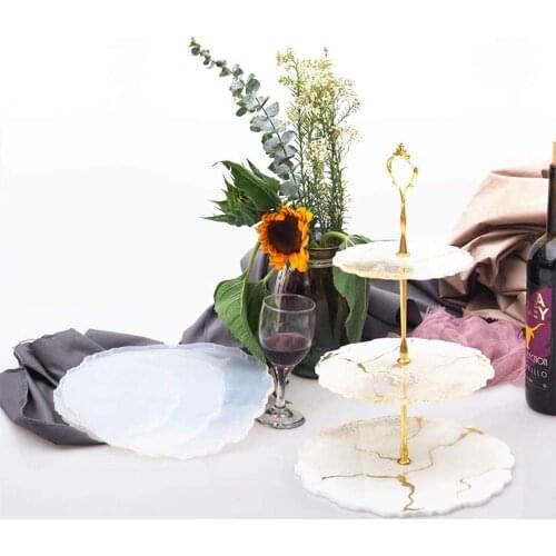 Resin Tray Molds 3 Tier Cake Stand Silicone Resin Casting Molds DIY Irregular Epoxy Resin Coaster Mold with Hardware Fittings