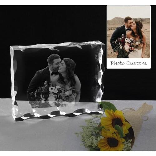 Personalized Crystal Photo Frame Customized Laser Engraved Picture Frames Home Decor Crafts DIY Lover Family Friend Photo Album