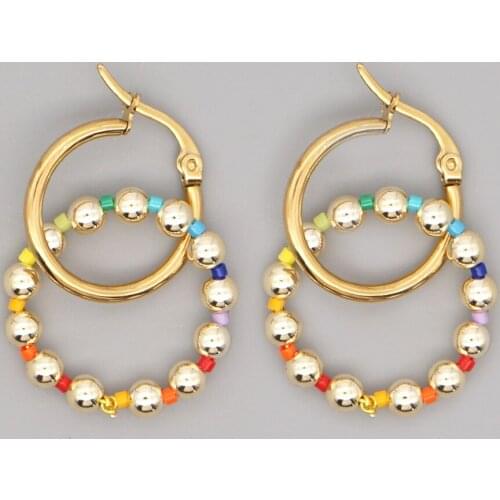 Go2boho Round Earrings For Women Handmade Hoop Earring Fashion Jewelry 2020 Japanese Golden Beads Earring Wholesale