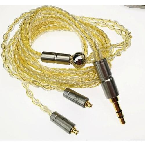8 share diy earphone upgrade cable gold silver mix MMCX wire