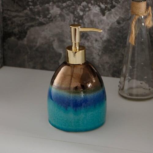 Gradient Color Ceramic Liquid Soap Dispenser Multifunction Home Bathroom Accessories Shampoo Bottle Hand Soap Dispenser Bottle
