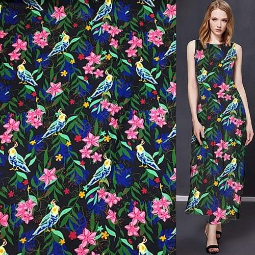 Beautiful flower and animal print 100% silk twill silk fabric 16momme,STW097