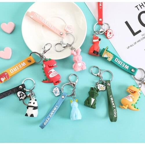 Creative geometry animal key chain pendant cute cartoon panda doll key chain car bag ornaments Childrens toys birthday gift