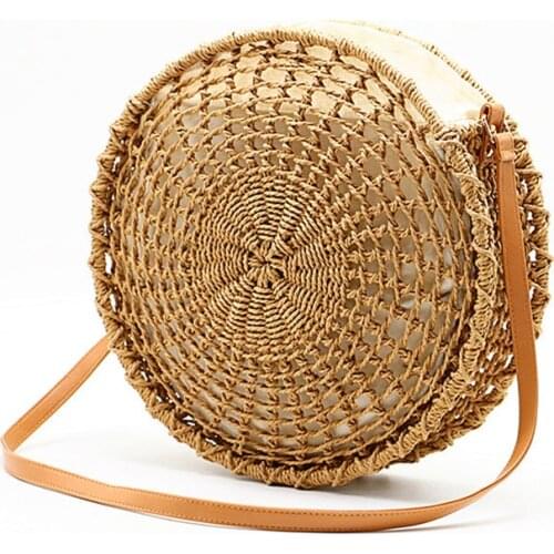 Round openwork straw bag hand-woven bag shoulder Crossbody female bag