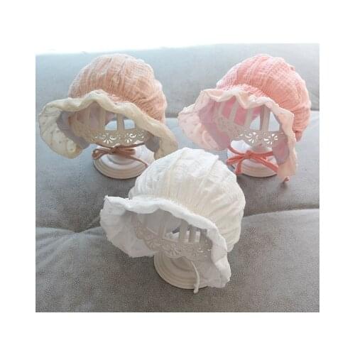 Fashion Newborn Infant Fashion Hat Solid Princess Caps Cute Baby Girls Ruffle Bonnet Spring Autumn Summer Kids Caps 1-12 Months