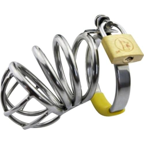 Stainless Steel Male Chastity Device Brass Lock Cock Cage Chastity Belt Penis Ring Lock Metal CB Sex Toys For Men Adult Game