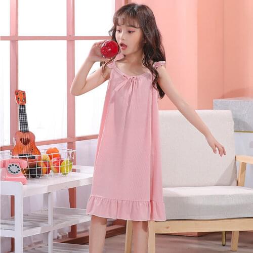 Girls Nightgown Ice-silk Cool Soft Wear Children Sleeping Dress Robe De Soiree Koszula Nocna Pijama Camison Lovely Tracksuit