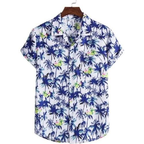New Arrival Mens Shirts Hawaiian Camicias Casual Button Down Printed Beach Shirts for Men Printed Short-sleeve Blouses Tops