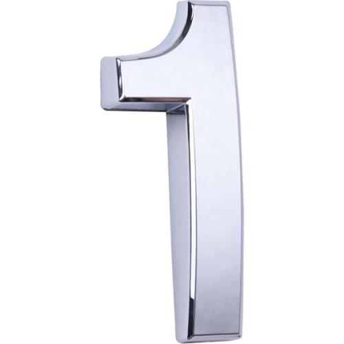 Number 1 Silver 3D Self-stick Bright Number Tag For Door Number Mailbox Modern Hotel Car Sticker