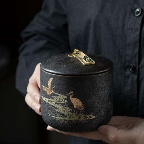 Silver Spot Glaze Tea Containers Handmade Ceramic Sealed Household Storage Tea Pot Coarse Pottery Small Tea Warehouse Tea Tin
