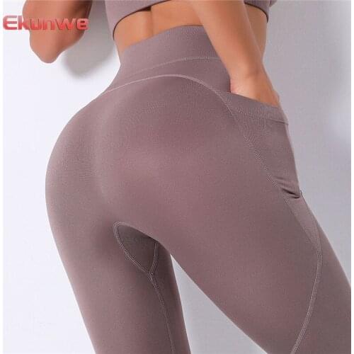 High Quality Sports Pants Spandex Yoga Leggings With Pocket Push Up Fitness Sports Leggins Workout Gym Tights Yoga Clothes