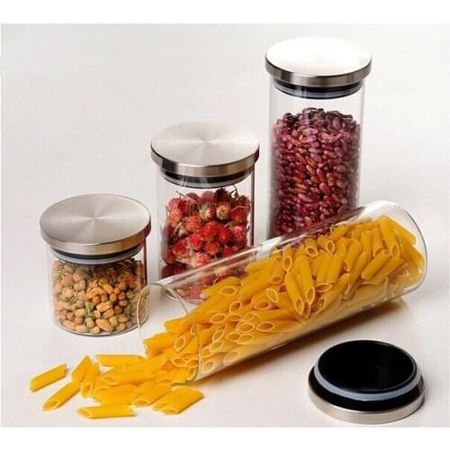 1PC Glass Sealed Storage Bottles For Spices Food Storage Container Moisture-proof Kitchen Confectioner Sealed Cans JO 1049