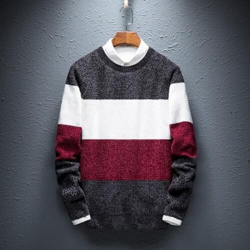 Autumn Sweater Men 2020 Stripe Pattern O-neck Pullover Slim Fashion Soft Wool Warm Tops Male Clothing M-3XL
