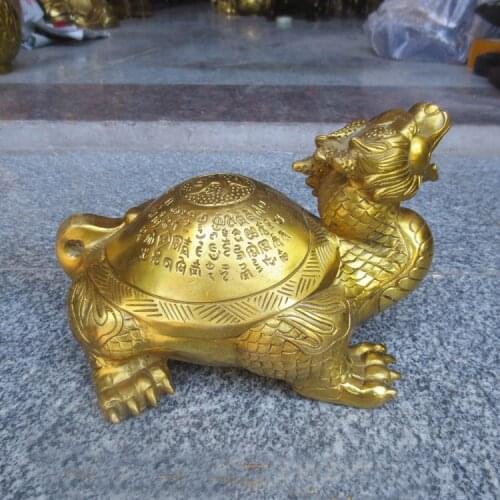 2020 HOT SALE office SHOP HOME Money Drawing exorcise evil spirits Mascot talisman golden Dragon turtle FENG SHUI Brass statue