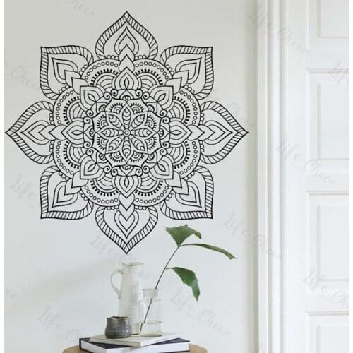 Home Decoration Vinyl Murals Art Mandala Flower Bohemian Style Wall Sticker Vinyl Wall Art Decals Bedroom Wall Room Decoration