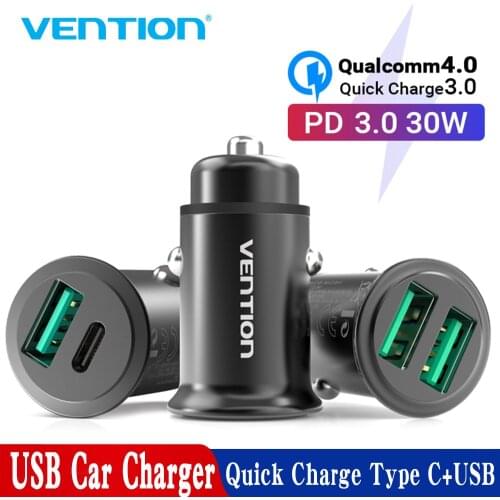 Vention USB Car Charger Quick Charge 4.0 3.0 for Xiaomi SCP QC4.0 QC3.0 30W Type C PD Car Charging for Huawei iphone PD Charger