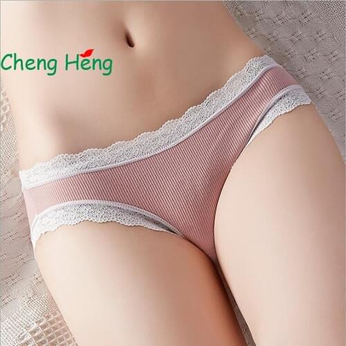 CHENG HENG Japanese Lace Cotton Girls Underwear Womens Low Waist Thread Underwear Lace Seamless Briefs Women