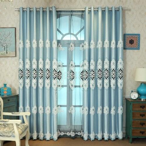 Simple Jacquard Fabric Love Embroidery Blackout Curtain European Tulle Curtains Bedroom Living Room Bay Window Home Decor M038-4