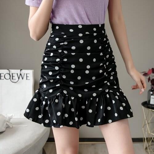 2021 summer Women Skirts Solid High Waist Ruffles Ruched Stylish Streetwear Fresh All-match Designer Sexy Lady Mini Ins