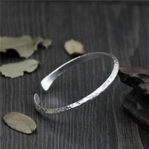 C&R Real 999 Sterling Silver bangle bracelet for Womens Style handmade Opening Thai Silver bangles Fine Jewelry