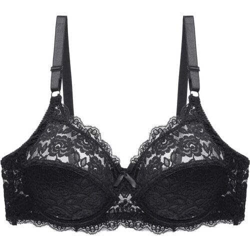 Lace Women Bra Gathers Euramerican Sex Brallete Bra Push Up Hollow Out Transparent Women Lingerie Plus Size C D Cup Mesh Bras