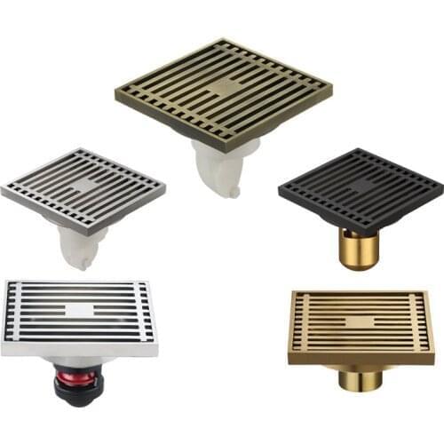 1pcs 10*10cm Kitchen Drain Bathroom Shower Drain Floor Drain Shower Drainage Square Drain Bathroom Accessories In Brushed Nickel