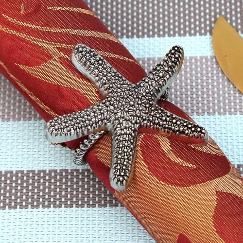 10pcs Fashion metal napkin buckle Creative starfish jewelry napkin ring hotel set table decoration napkin ring