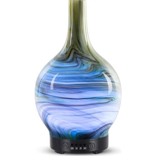 100ml Art Glass Aromatic Essential Oil Diffuser Cold mist humidifier 4 Time Setting 7 Color Changing LED Lights for Home Bedroom
