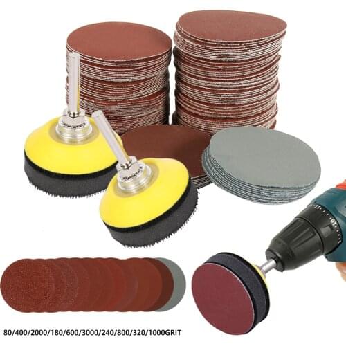 200pcs 50mm High Quality Sanding Discs + 2" Abrasives Hook & Loop Backer Plate + 1/4 inch Shank Set For Polishing Tools