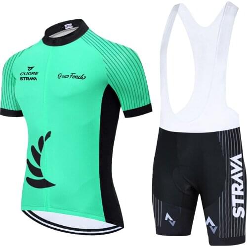 2021 STRAVA TEAM Cycling Wear Bike Jersey Maillot Velo Homme Bicycle Clothing Men Summer Cycling Jersey 20D Bike Shorts Set