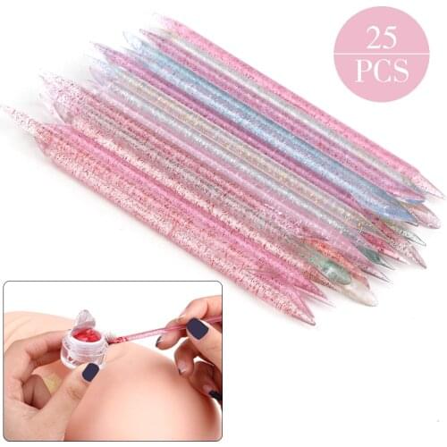 25/50/100Pcs Crystal Eyelash Stick Double End Reusable Lashes Glue Removing Eyelash Extension Makeup Nail Cuticle Remover Tools
