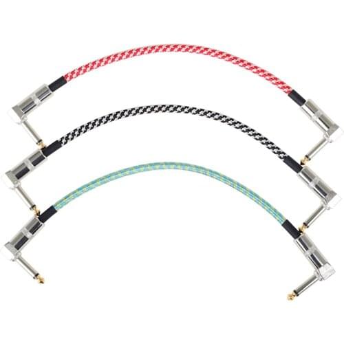 3Pack Guitar Patch Pedal Cable 6.5 Right Angle Braided Cable for Instrument Jumper Cables