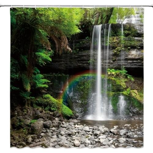 3d Scenery Shower Curtain Design Watercolor Bathroom Decor Home Color Bathtub Polyester Curtain Set With Rug Set