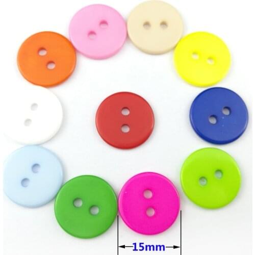 50Pcs/Lot 15mm Candy Colors Fashion Resin Button For Craft Bulk Buttons Garments Sewing Accessories Scrapbooking DIY NK029