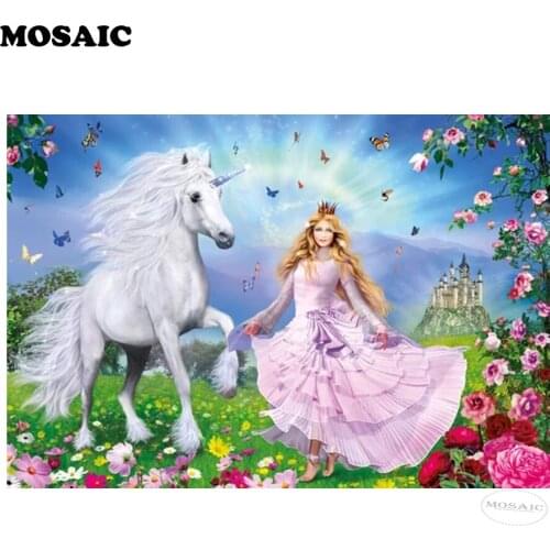 5D,Full,unicorn,Fairy flowers,castle,DIY Diamond Embroidery,square,Diamond Painting,Cross Stitch,3D,Mosaic,Needlework,christmas