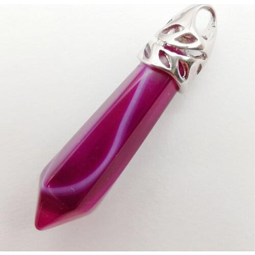 8x38MM Purple Veins Carnelian Stone GEM Pillar Pendant Jewelry For Woman Gift Pendulum S223
