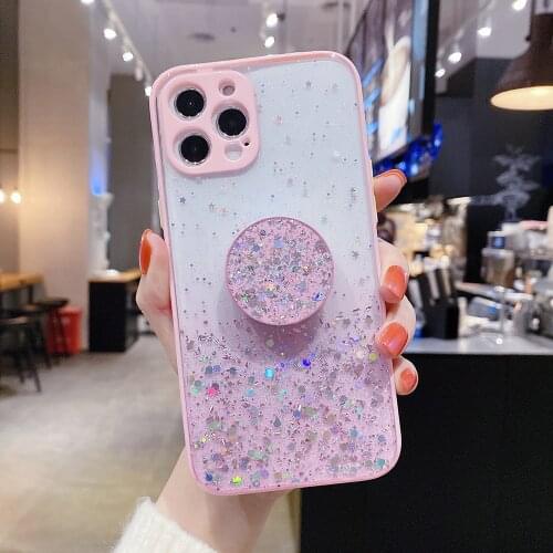 For Samsung Note 20 S21 Ultra S20 Fe Plus Case Grandient Glitter Stand Cover On Samsung A52 A72 A51 A71 A50 A32 A21S A12 Covers