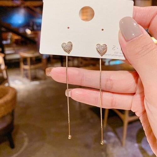 Korean Style Long Tassel Earrings Heart Style Fashion Earrings Wild Fashion Elegant Exquisite Trend Earrings for Women jewelry