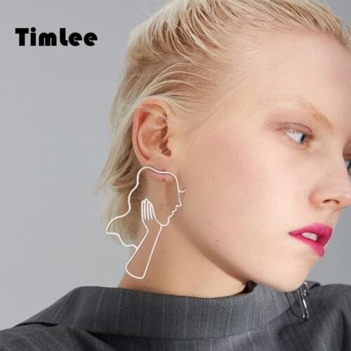 Timlee E191 Temperament Face Outline Long Girl Studs Earrings,Personality Modern Jewelry wholesale
