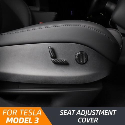 For Tesla Model 3 Model Y Carbon Fiber Color Interior Seat Adjust Switch Button Trim Cover For Tesla Car Styling Accessories