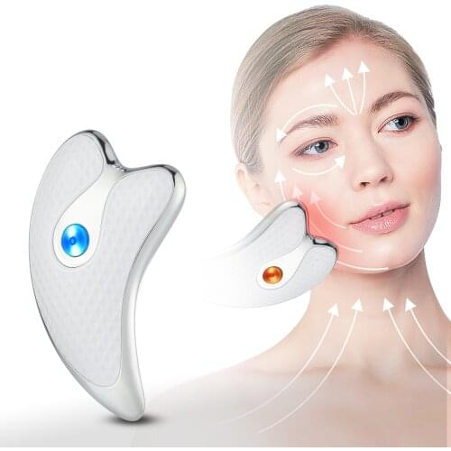 Electric Facial Scraper Red Blue LED Light Face Lift Devices GuaSha Massagers Wrinkle Removal Home Beauty Devices Face Skin Care