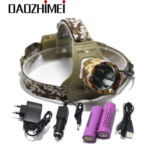 5000LM XM-T6 LED Headlamp 3 Modes lighting Camping Headlight Hunting Flashlight Head Lamp Light + 2*18650 battery + charger+USB
