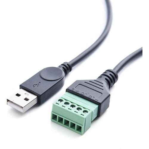Hot sale Micro 5 Pin 2.0 USB A Male to 5 Pin Screw with Shield Solderless Terminal Plug Adapter Connector Cable Lead