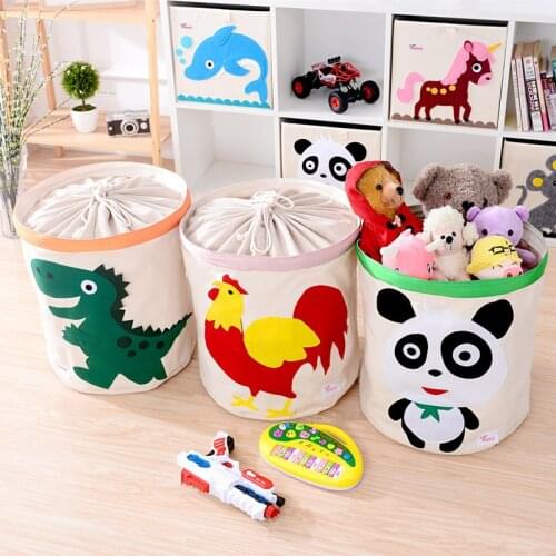 Cotton Animal Embroider Folding Storage box kid Toys organizer children Sundries Storage Basket organizador 45cm * 45cm * 3c